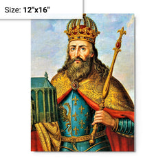 Charlemagne metal print on a plain backdrop in size 12"x16".