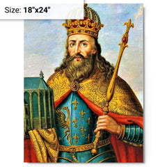 Charlemagne metal print on a plain backdrop in size 18"x24".