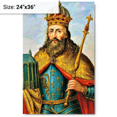 Charlemagne metal print on a plain backdrop in size 24"x36".