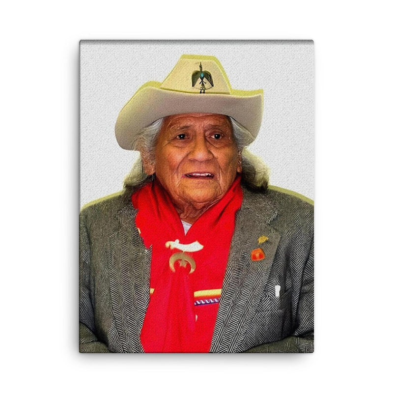 Charles Chibitty canvas print on a plain backdrop in size 18