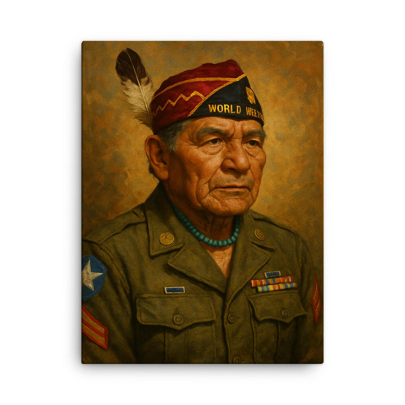 Charles Chibitty canvas print on a plain backdrop in size 18