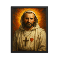 Charles de Foucauld framed print on a plain backdrop in size 16"x20".