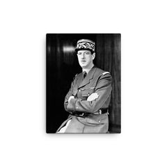 Charles de Gaulle canvas print on a plain backdrop in size 12"x16".