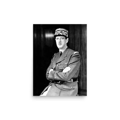 Charles de Gaulle poster on a plain backdrop in size 12"x16".