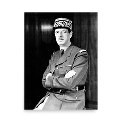 Charles de Gaulle poster on a plain backdrop in size 18"x24".