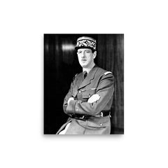 Charles de Gaulle poster on a plain backdrop in size 8"x10".