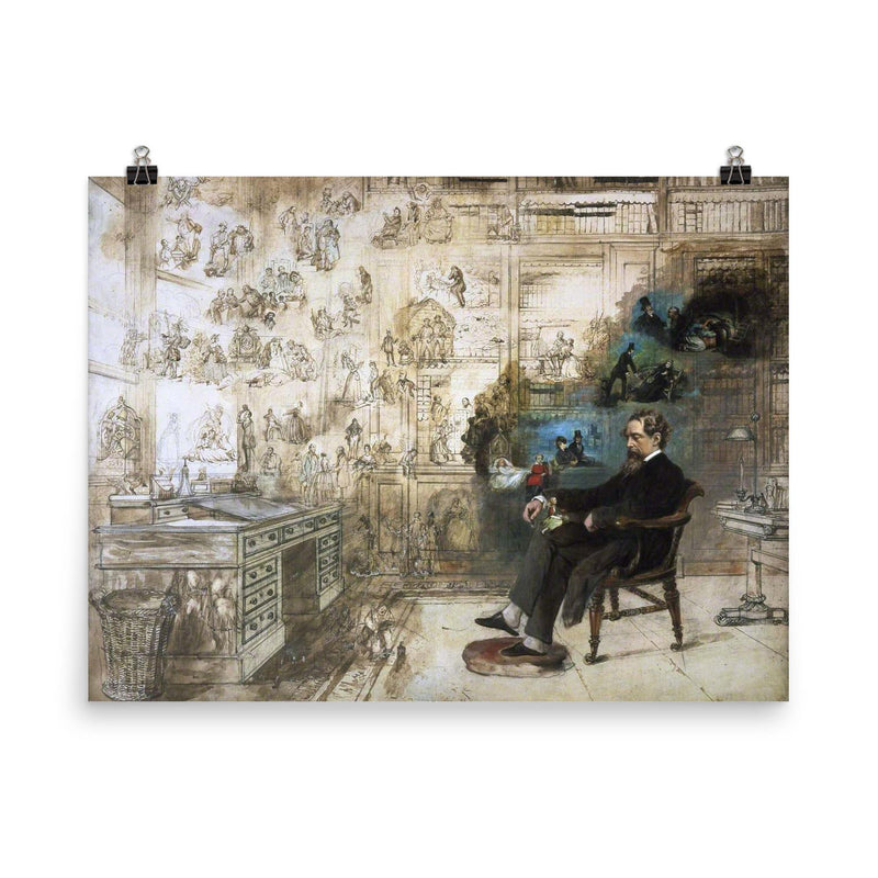 Charles Dickens - Dickens' Dream by Robert William Buss poster on a plain backdrop in size 8