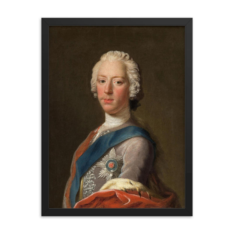 Charles Edward Stuart framed print on a plain backdrop in size 18