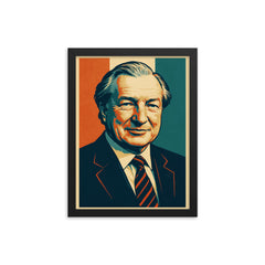 Charles Haughey framed print on a plain backdrop in size 12"x16".