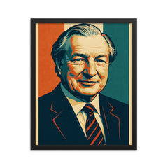 Charles Haughey framed print on a plain backdrop in size 16"x20".