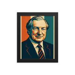 Charles Haughey framed print on a plain backdrop in size 8"x10".
