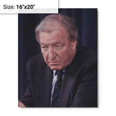 Charles Haughey metal print on a plain backdrop in size 16"x20".