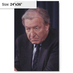 Charles Haughey metal print on a plain backdrop in size 24"x36".