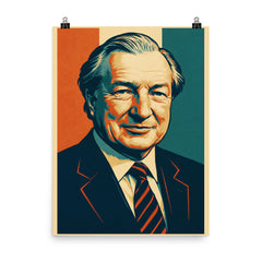 Charles Haughey poster on a plain backdrop in size 8"x10".