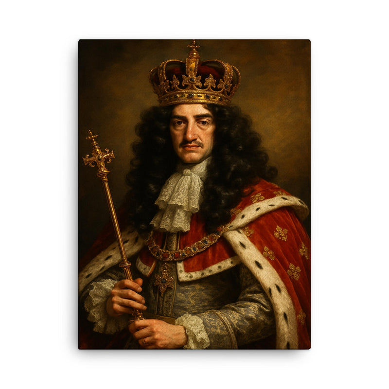 Charles II of England canvas print on a plain backdrop in size 18