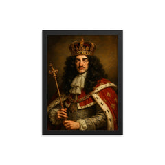 Charles II of England framed print on a plain backdrop in size 12"x16".