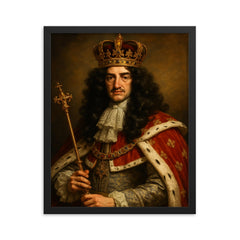 Charles II of England framed print on a plain backdrop in size 16"x20".