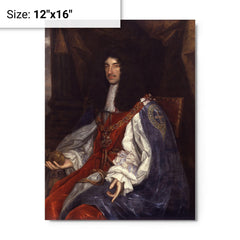 Charles II of England metal print on a plain backdrop in size 12"x16".