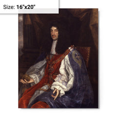 Charles II of England metal print on a plain backdrop in size 16"x20".