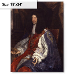 Charles II of England metal print on a plain backdrop in size 18"x24".