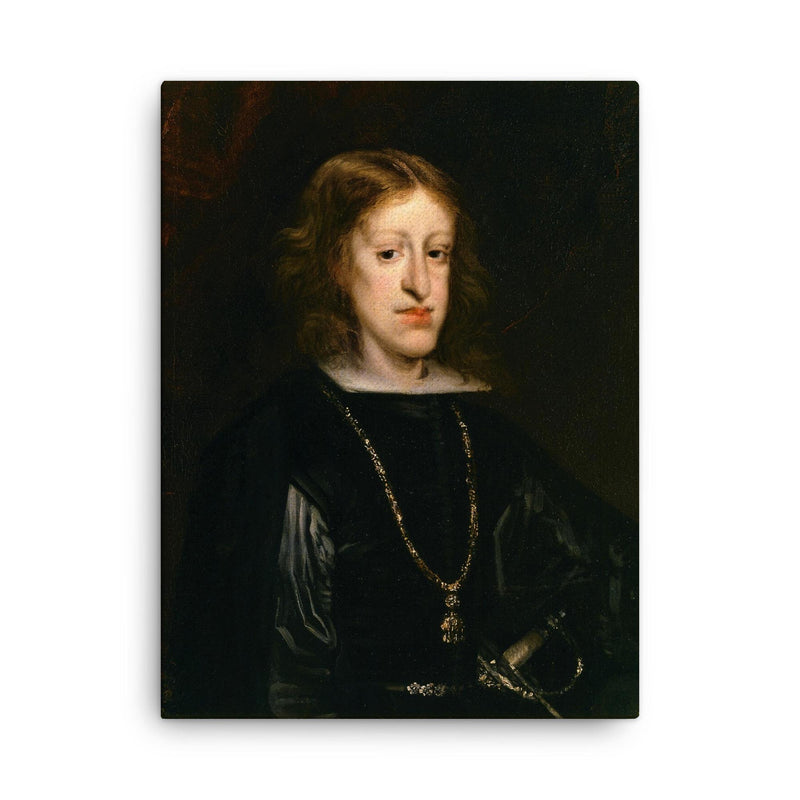 Charles II of Spain canvas print on a plain backdrop in size 18