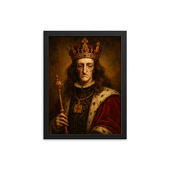 Charles II of Spain framed print on a plain backdrop in size 12"x16".