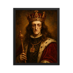 Charles II of Spain framed print on a plain backdrop in size 16"x20".
