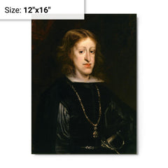 Charles II of Spain metal print on a plain backdrop in size 12"x16".