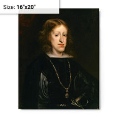 Charles II of Spain metal print on a plain backdrop in size 16"x20".
