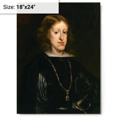Charles II of Spain metal print on a plain backdrop in size 18"x24".