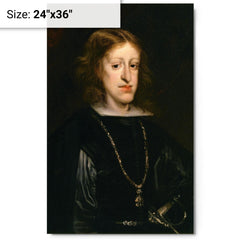Charles II of Spain metal print on a plain backdrop in size 24"x36".