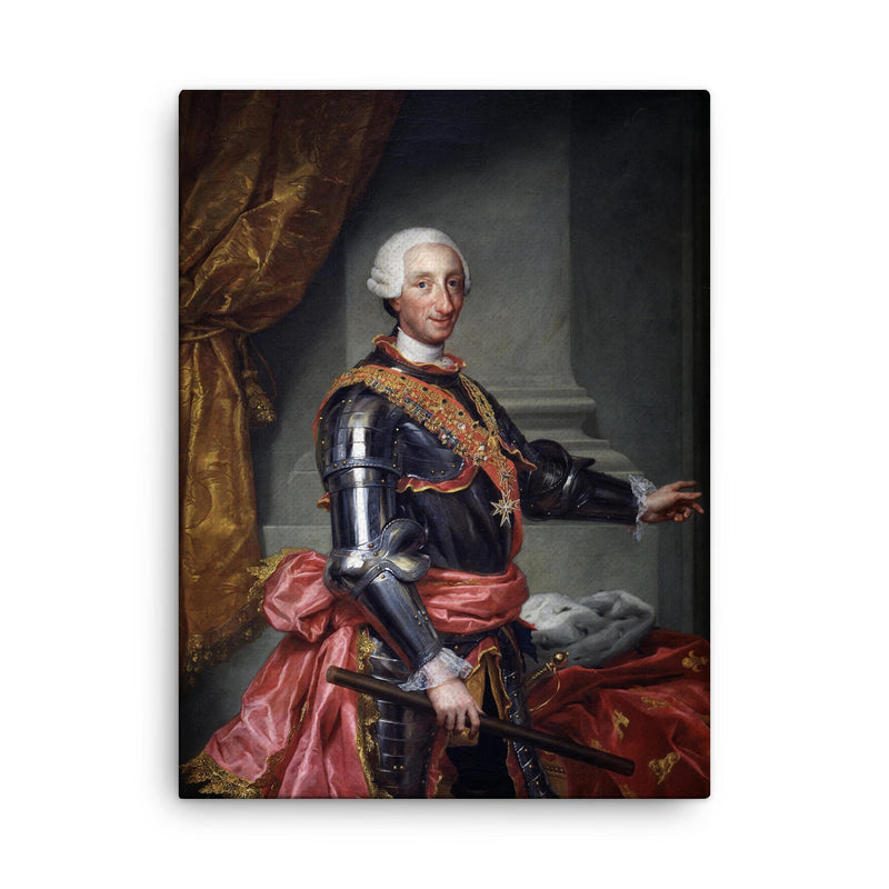 Charles III of Spain canvas print on a plain backdrop in size 18