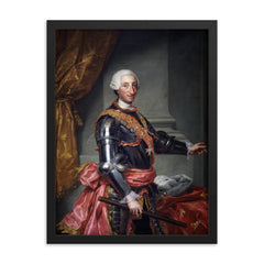 Charles III of Spain framed print on a plain backdrop in size 18"x24".