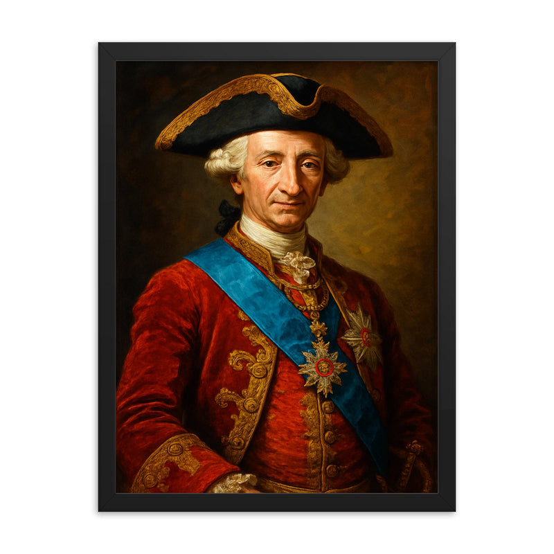 Charles III of Spain framed print on a plain backdrop in size 18