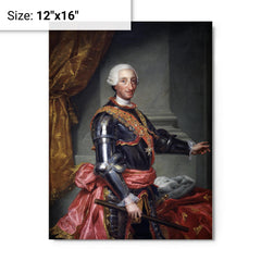 Charles III of Spain metal print on a plain backdrop in size 12"x16".