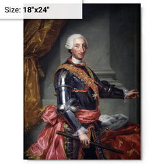 Charles III of Spain metal print on a plain backdrop in size 18"x24".