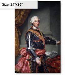 Charles III of Spain metal print on a plain backdrop in size 24"x36".