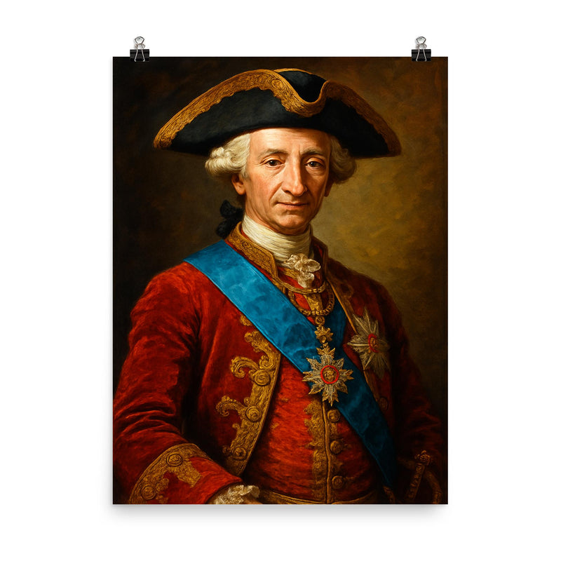 Charles III of Spain poster on a plain backdrop in size 8