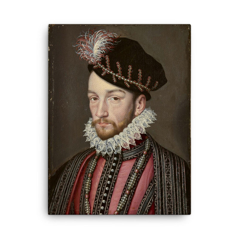 Charles IX of France canvas print on a plain backdrop in size 18