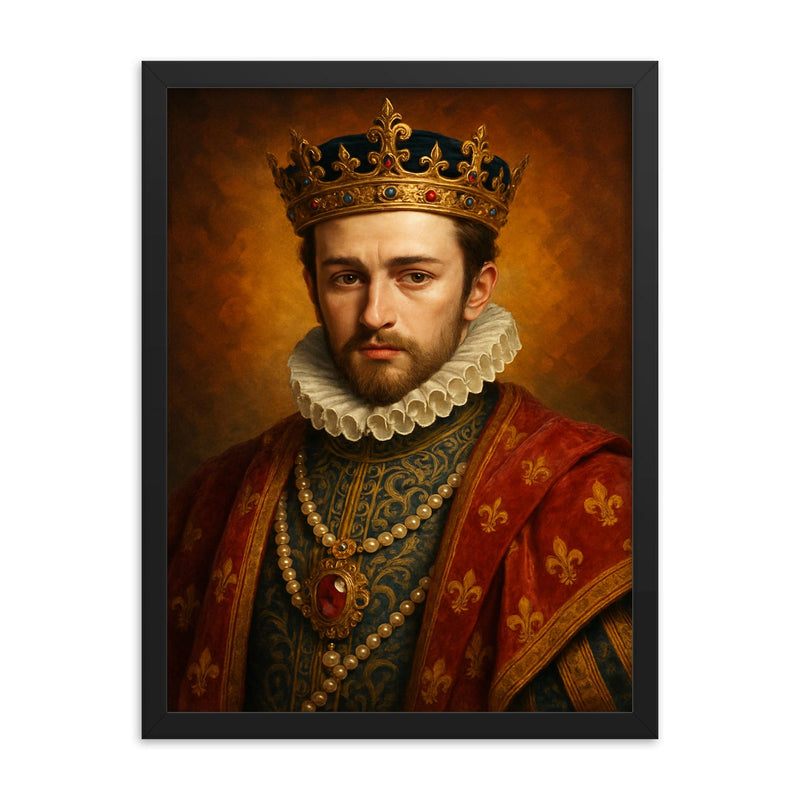 Charles IX of France framed print on a plain backdrop in size 18