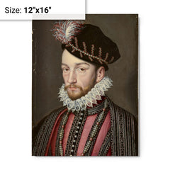 Charles IX of France metal print on a plain backdrop in size 12"x16".