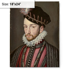 Charles IX of France metal print on a plain backdrop in size 18"x24".