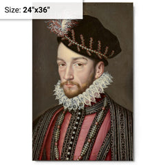 Charles IX of France metal print on a plain backdrop in size 24"x36".