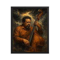 Charles Mingus bass like a storm front framed print on a plain backdrop in size 16"x20".