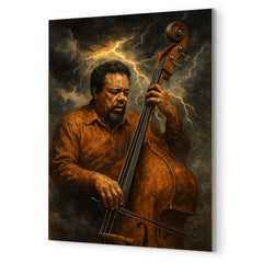 Charles Mingus bass like a storm front metal print mockup