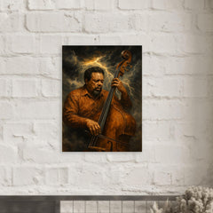 Charles Mingus bass like a storm front metal print mockup