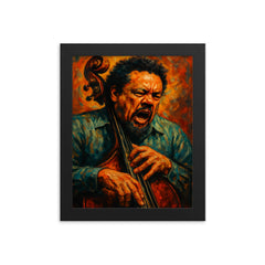 Charles Mingus furious bass portrait framed print on a plain backdrop in size 8"x10".