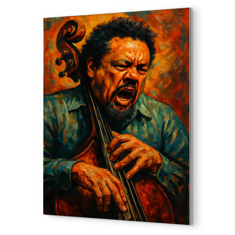 Charles Mingus furious bass portrait metal print mockup