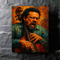 Charles Mingus furious bass portrait metal print mockup