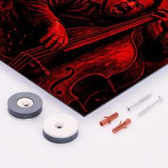 Charles Mingus volcanic bass performance in red black palette metal print mockup